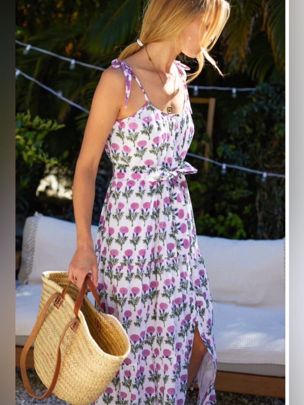 EMERSON FRY INDIA BUTTON FRONT SUNDRESS - BIG MARIGOLDS PURPLE ORGANIC